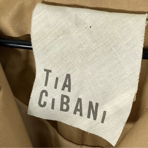 TIA CIBANI tan khaki trench crochet wicker coat - Picture 7 of 10